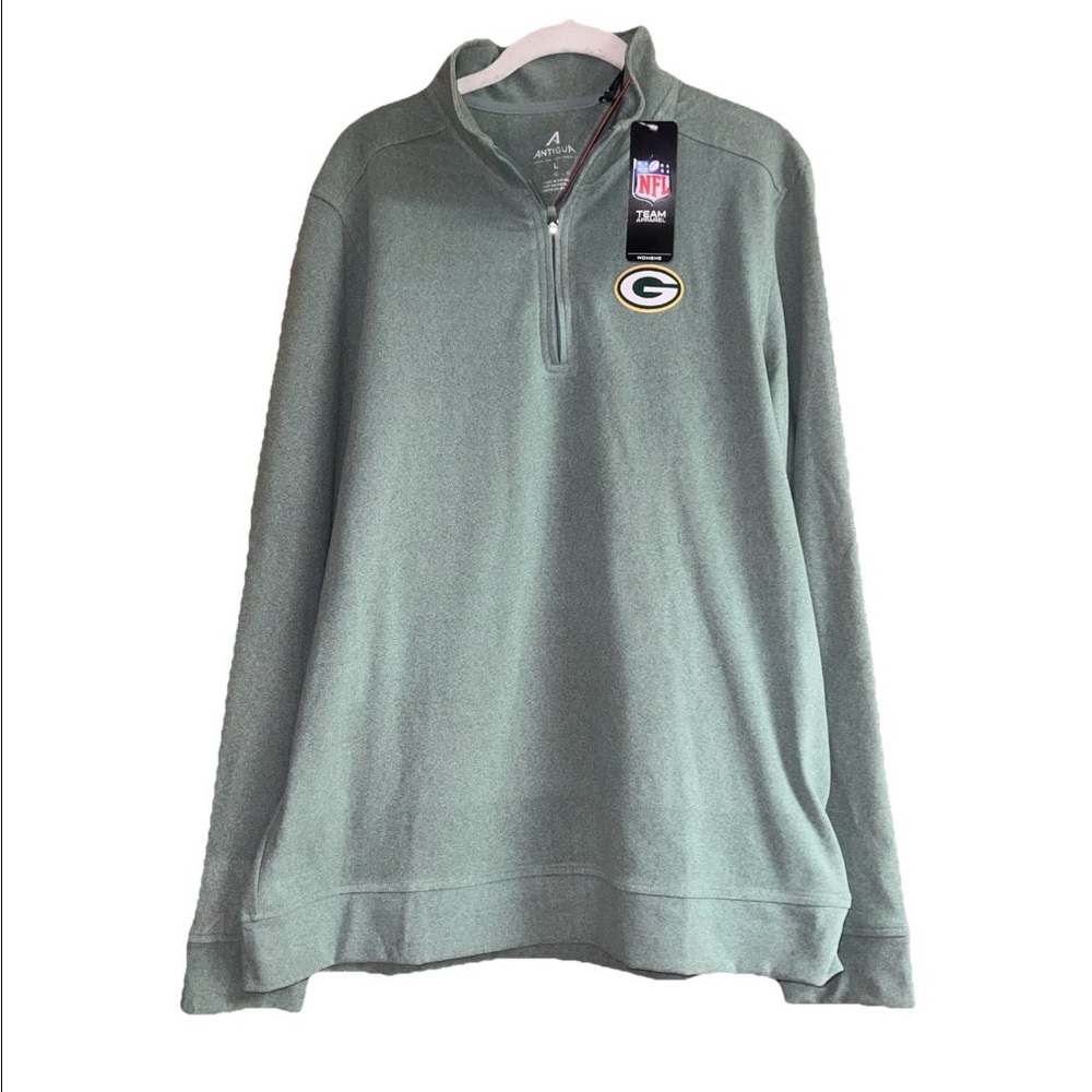 Green Bay Packers Women’s Sage Green Antigua Quarter Zip Size Large Nwt